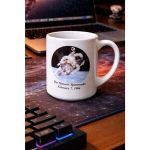 Vintage NASA Space Shuttle Coffee Mug – 1984 Astronaut Spacewalk Cup, Retro 80s
